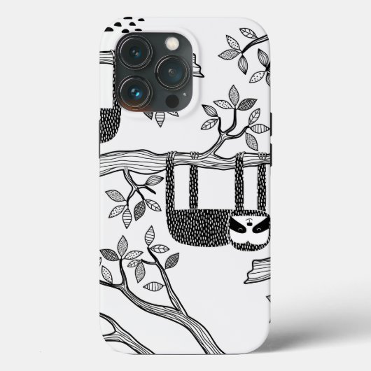 Trendy BLack Witte Moderne Luiaard Stoere Hoesje (Achterkant)