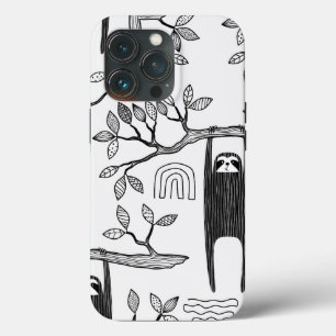 Trendy BLack Witte Moderne Luiaard Stoere Hoesje