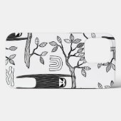 Trendy BLack Witte Moderne Luiaard Stoere Hoesje (Achterkant (horizontaal))