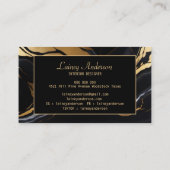 Trendy Black yellow Gold faux marble Visitekaartje (Achterkant)