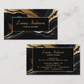 Trendy Black yellow Gold faux marble Visitekaartje (Voorkant / Achterkant)