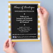 Trendy Black Yellow Stripes Boutique Events Flyer (Hand)
