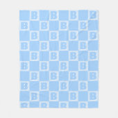 Trendy Blau Monogram Eerste Geruit Fleece Deken (Voorkant)