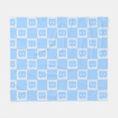 Trendy Blau Monogram Eerste Geruit Fleece Deken (Voorkant (Horizontaal))