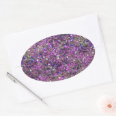 Trendy Blau Roze Goud Glitters Leeg Sjabloon Ovale Sticker (Envelop)