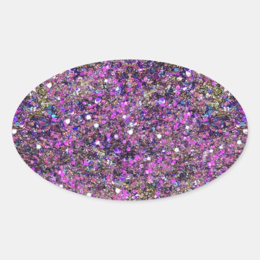 Trendy Blau Roze Goud Glitters Lege Sjabloon Ovale Sticker (Voorkant)