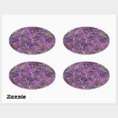 Trendy Blau Roze Goud Glitters Lege Sjabloon Ovale Sticker (Vel)