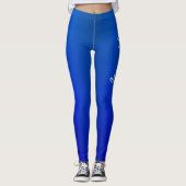 Trendy Blau Roze Tweekleurige Gradiënt Witte Scrip Leggings (Voorkant)