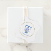 Trendy Blauw Bloem Motief Rond Adreslabel Bedankjes Labels (In situ)