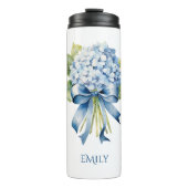 Trendy Blauw Bloemen Bruidsmeisje Voorstel Thermosbeker (Voorkant)