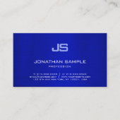 Trendy blauw design minimalistisch monogram elegan visitekaartje (Voorkant)