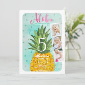 Trendy blauw en geel tropische anananasvruchten kaart (Staand voorkant)