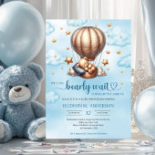 Trendy Blauw en goud bearly wacht Boy Baby shower Kaart
