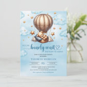 Trendy Blauw en goud bearly wacht Boy Baby shower Kaart (Staand voorkant)