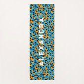 Trendy blauw en Oranje luipaard patroon en naam Yogamat (Voorkant)