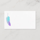 Trendy blauw en paarse waterverf veren op maat visitekaartje (Achterkant)