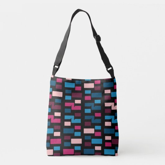 Trendy Blauw En Roze City Night Cool Home Pattern Crossbody Tas (Achterkant)