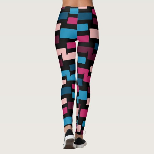 Trendy Blauw En Roze City Night Cool Home Pattern Leggings (Achterkant)