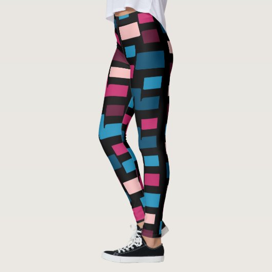 Trendy Blauw En Roze City Night Cool Home Pattern Leggings (Links)