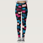 Trendy Blauw En Roze City Night Cool Home Pattern Leggings (Voorkant)