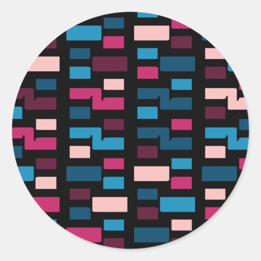 Trendy Blauw En Roze City Night Cool Home Pattern Ronde Sticker (Voorkant)
