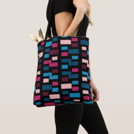 Trendy Blauw En Roze City Night Cool Home Pattern Tote Bag