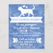 Trendy Blauw En Wit Custom Dog Grooming Flyer (Voorkant)