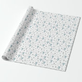Trendy blauw en wit genderneutrale harten cadeaupapier (Uitgerold)