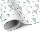 Trendy blauw en wit genderneutrale harten cadeaupapier (Rol Hoek)