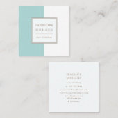 Trendy blauw en wit kleurenblok vierkante visitekaartje (Voorkant / Achterkant)