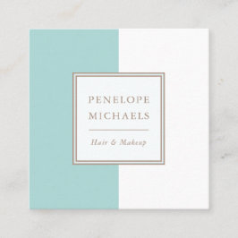 Trendy blauw en wit kleurenblok vierkante visitekaartje