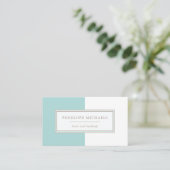 Trendy blauw en wit kleurenblok visitekaartje (Staand voorkant)