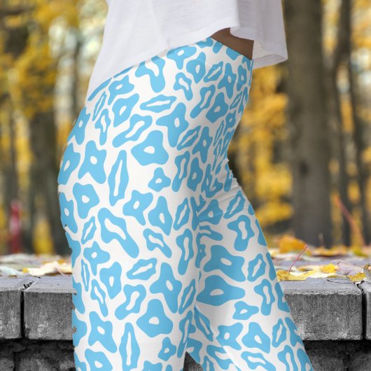 Trendy blauw en wit patroon leggings