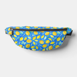 Trendy Blauw Geel Citrus Citroen Waterverf  Heuptasje