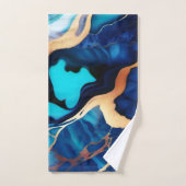 Trendy Blauw geel Goud faux marmer Bad Handdoek (Handdoek)