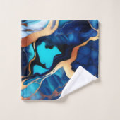 Trendy Blauw geel Goud faux marmer Bad Handdoek (Wasdoekje)