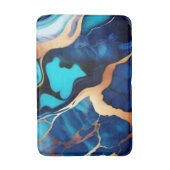 Trendy Blauw geel Goud faux marmer Badmat (Voorkant Verticaal)