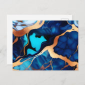 Trendy Blauw geel Goud faux marmer Briefkaart (Voorkant / Achterkant)