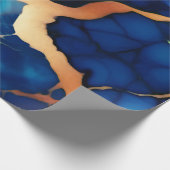 Trendy Blauw geel Goud faux marmer Cadeaupapier (Hoek)