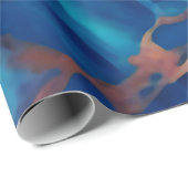 Trendy Blauw geel Goud faux marmer Cadeaupapier (Rol Hoek)