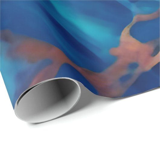 Trendy Blauw geel Goud faux marmer Cadeaupapier (Rol Hoek)