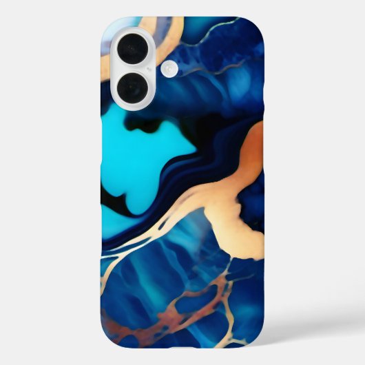 Trendy Blauw geel Goud faux marmer Case-Mate iPhone Case (Achterkant)