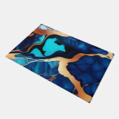 Trendy Blauw geel Goud faux marmer Deurmat (Schuin)