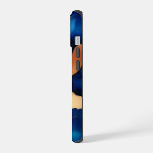 Trendy Blauw geel Goud faux marmer iPhone 15 Case (Linkerkant)