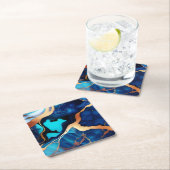 Trendy Blauw geel Goud faux marmer Kartonnen Onderzetters (Insitu)