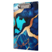 Trendy Blauw geel Goud faux marmer Klembord (Links)