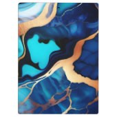 Trendy Blauw geel Goud faux marmer Klembord (Achterkant)