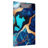 Trendy Blauw geel Goud faux marmer Klembord (Rechts)