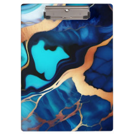 Trendy Blauw geel Goud faux marmer Klembord