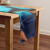 Trendy Blauw geel Goud faux marmer Korte Tafelloper (Voorbeeld)